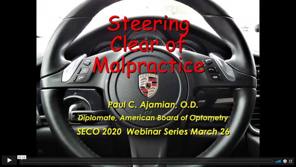 SECO Presents Steering Clear of Malpractice (Thursday, March 26, 2020)